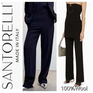 Santorelli Mara 13 100% Wool Pants Trousers Black 14